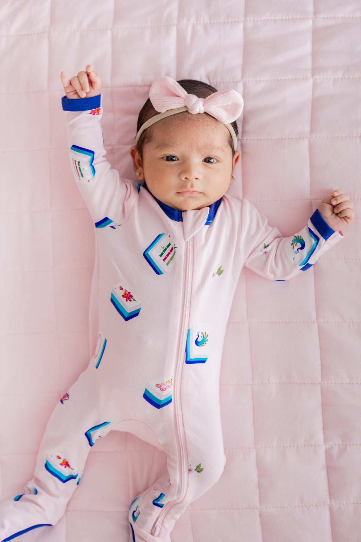 Zippered Footie in Sakura Mahjong | Kyte Baby