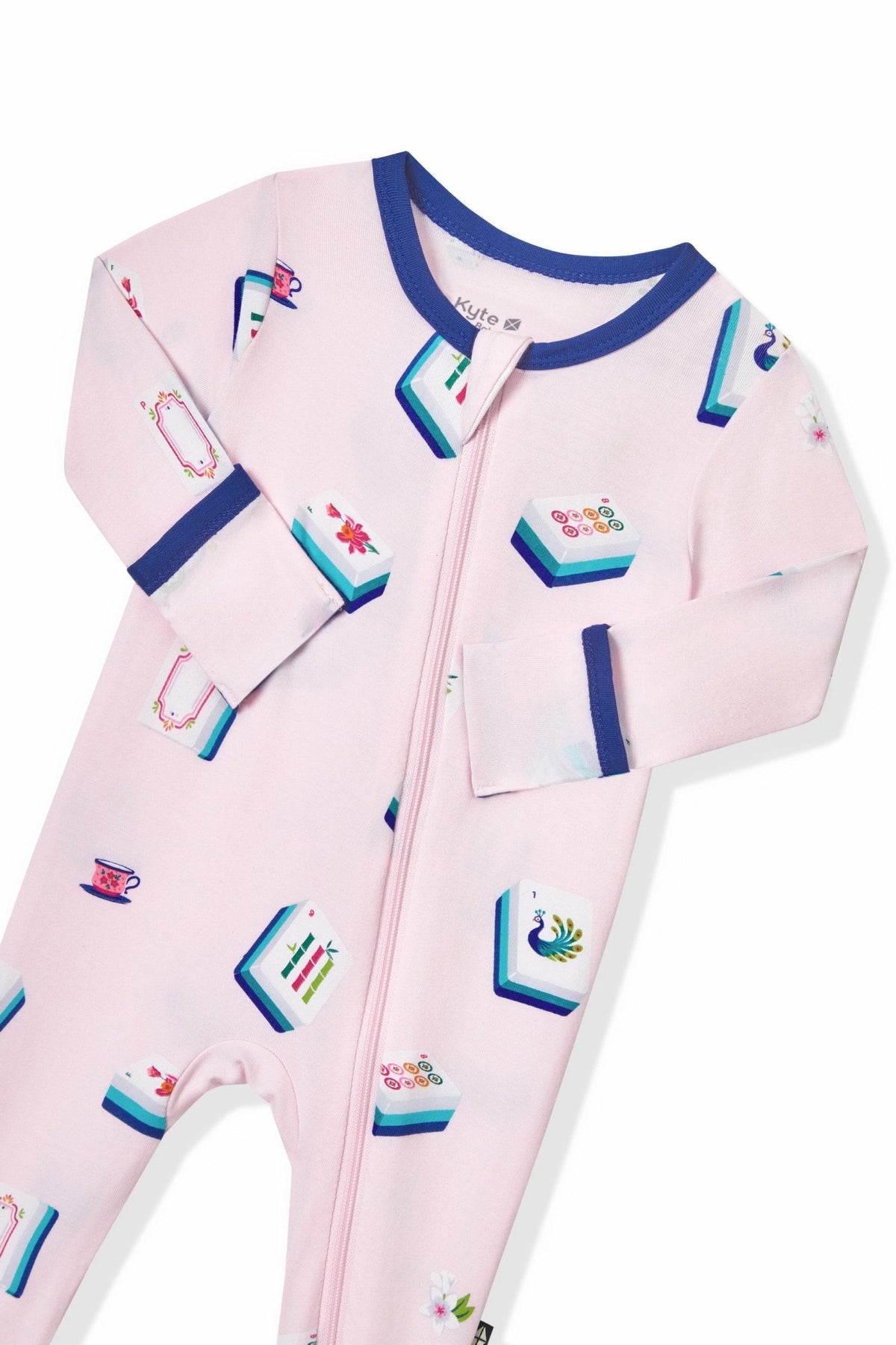 Zippered Footie in Sakura Mahjong | Kyte Baby