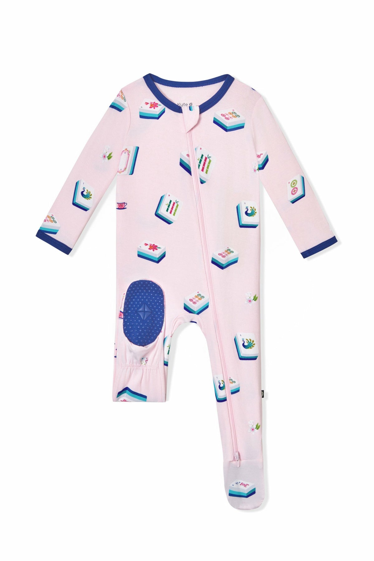 Zippered Footie in Sakura Mahjong | Kyte Baby