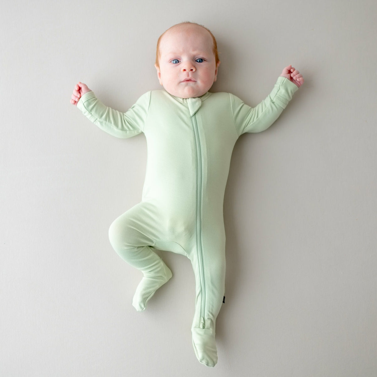 Zippered Footie in Basil | Kyte Baby