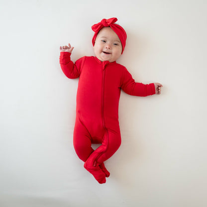 Zippered Footie in Cardinal | Kyte Baby