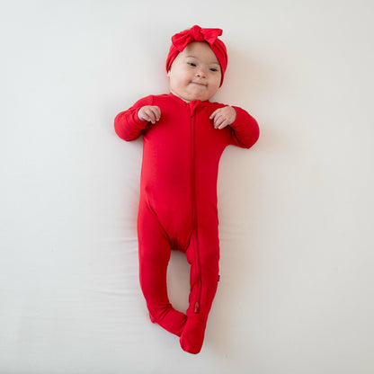 Zippered Footie in Cardinal | Kyte Baby