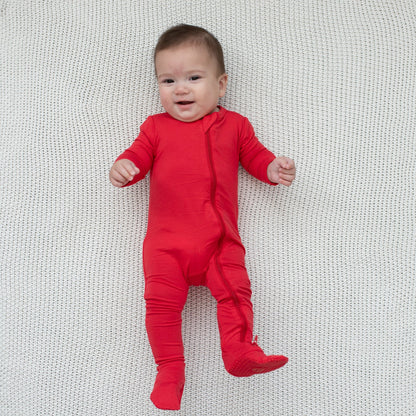 Zippered Footie in Cardinal | Kyte Baby
