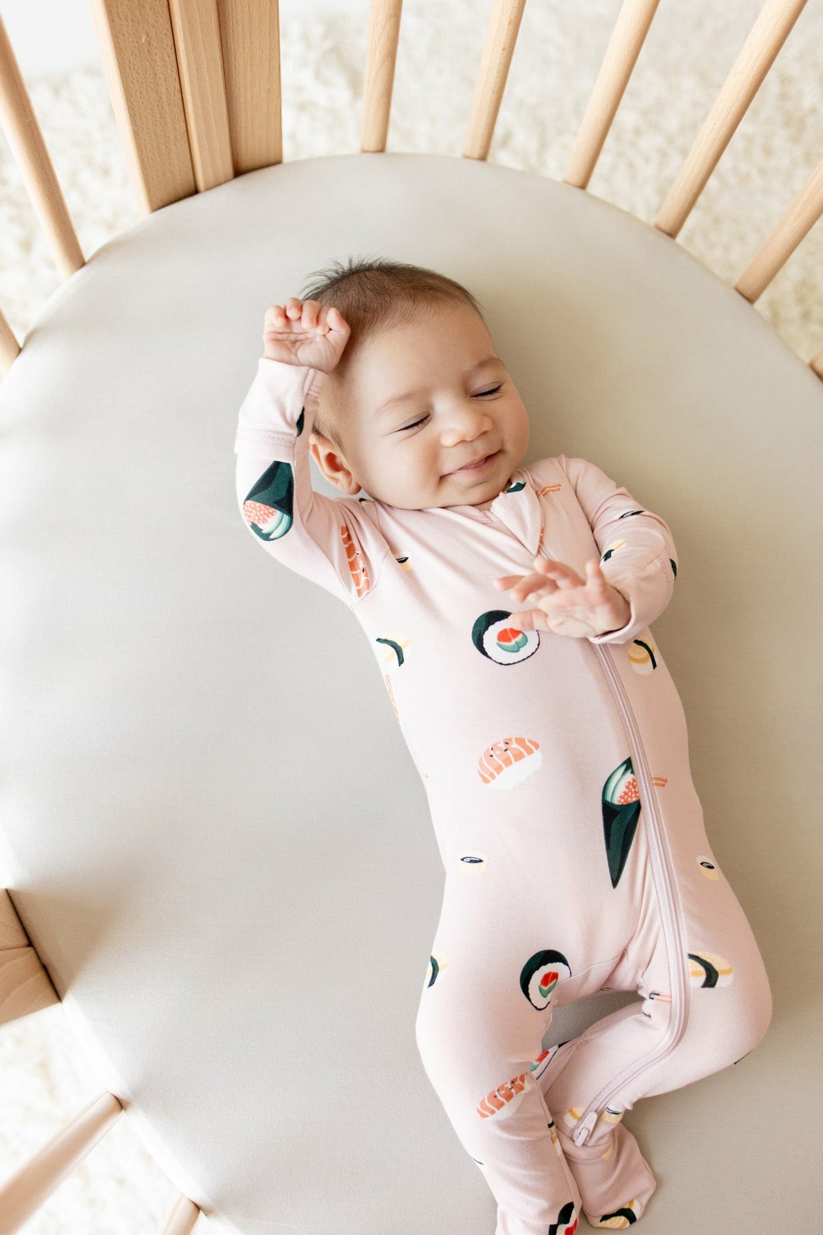 Zippered Footie in Blush Sushi | Kyte Baby