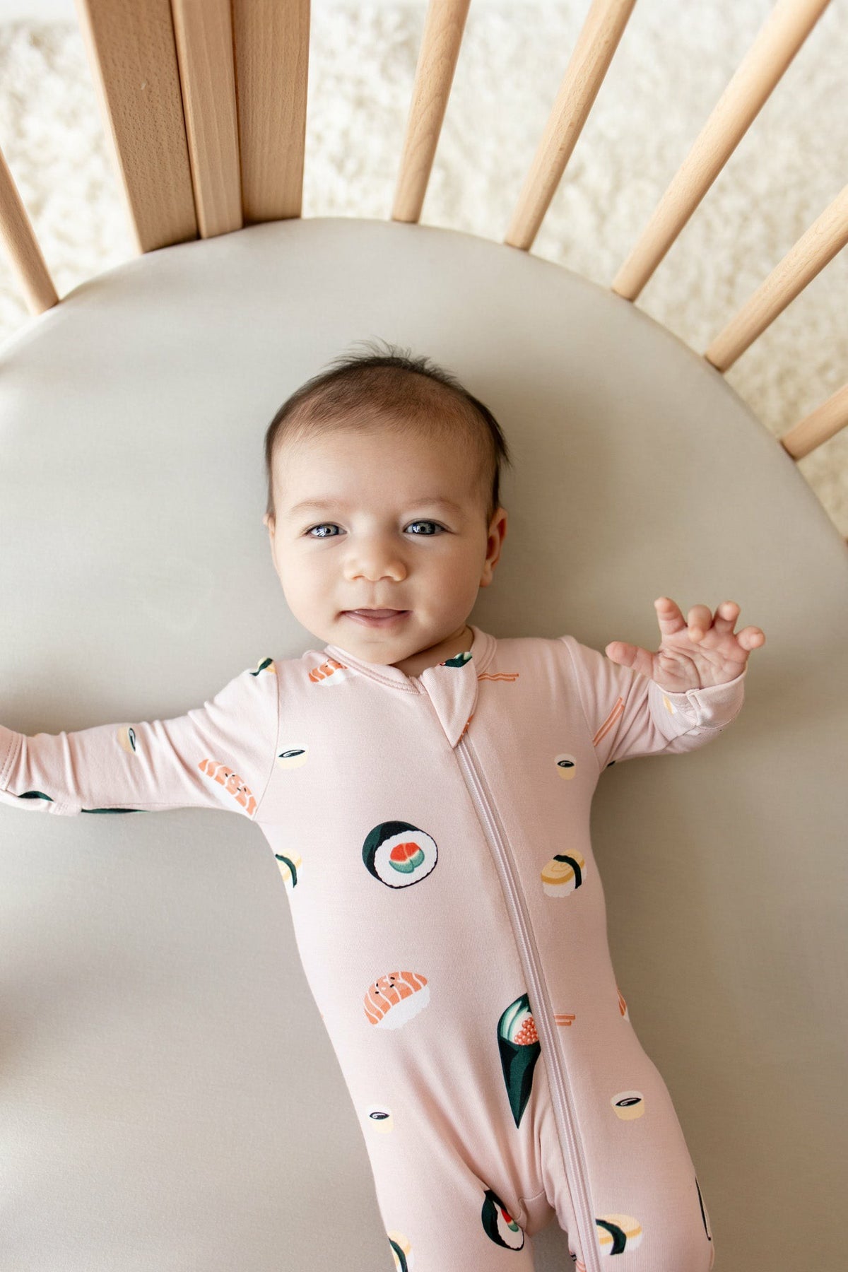 Zippered Footie in Blush Sushi | Kyte Baby