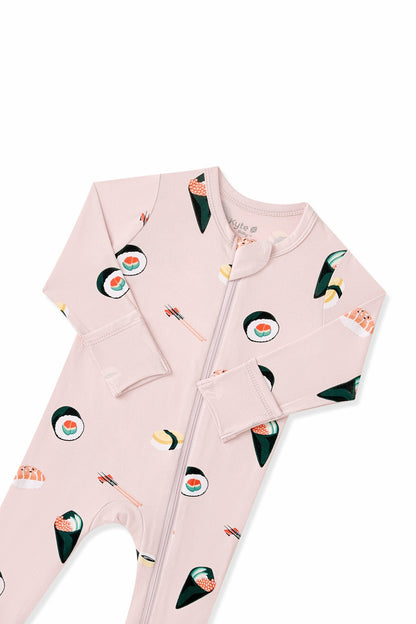 Zippered Footie in Blush Sushi | Kyte Baby