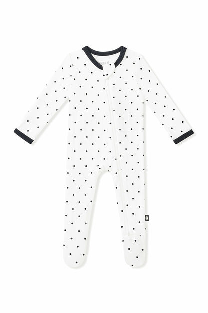 Zippered Footie in Midnight Polka Dot | Kyte Baby