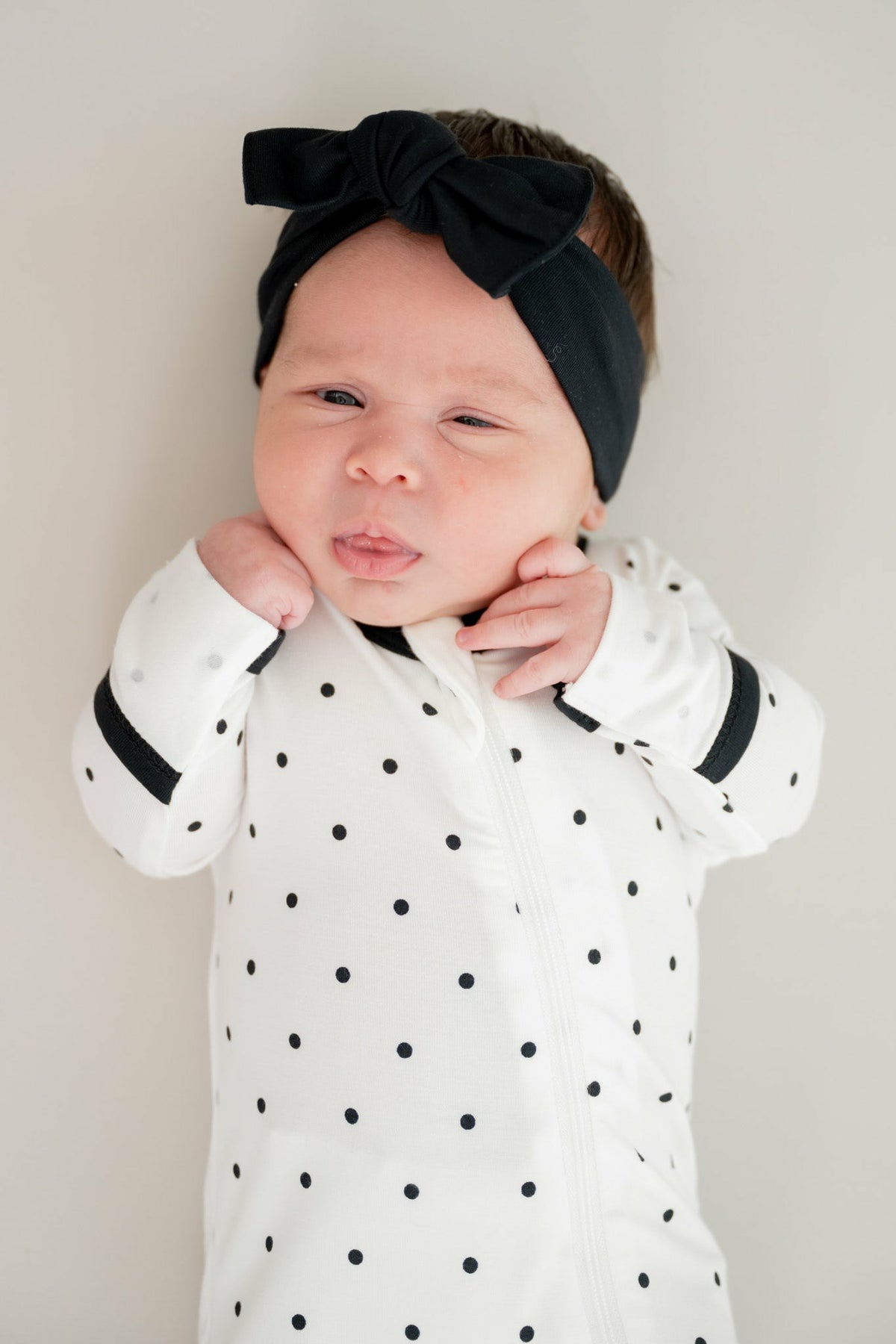 Zippered Footie in Midnight Polka Dot | Kyte Baby