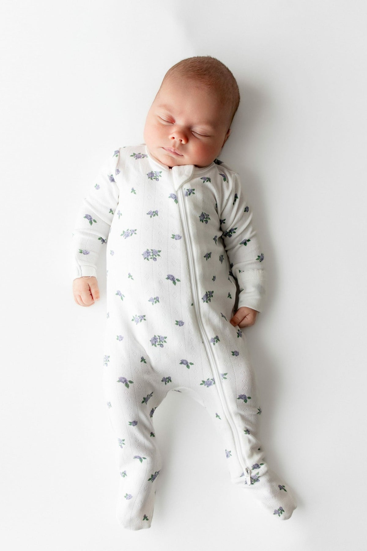 Pointelle Zippered Footie in Spray Rose | Kyte Baby