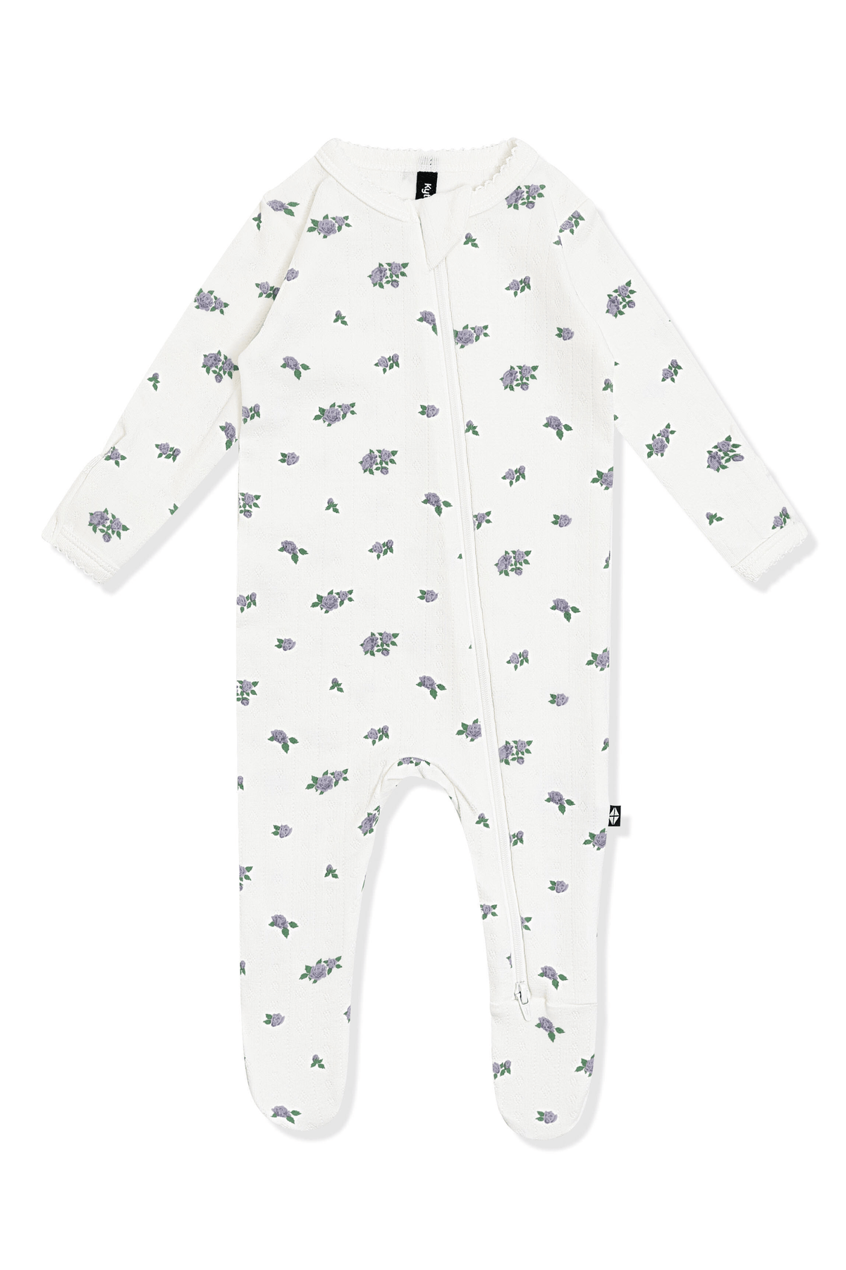 Pointelle Zippered Footie in Spray Rose | Kyte Baby
