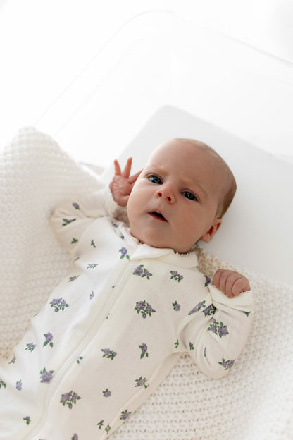 Pointelle Zippered Footie in Spray Rose | Kyte Baby