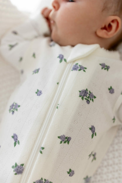 Pointelle Zippered Footie in Spray Rose | Kyte Baby
