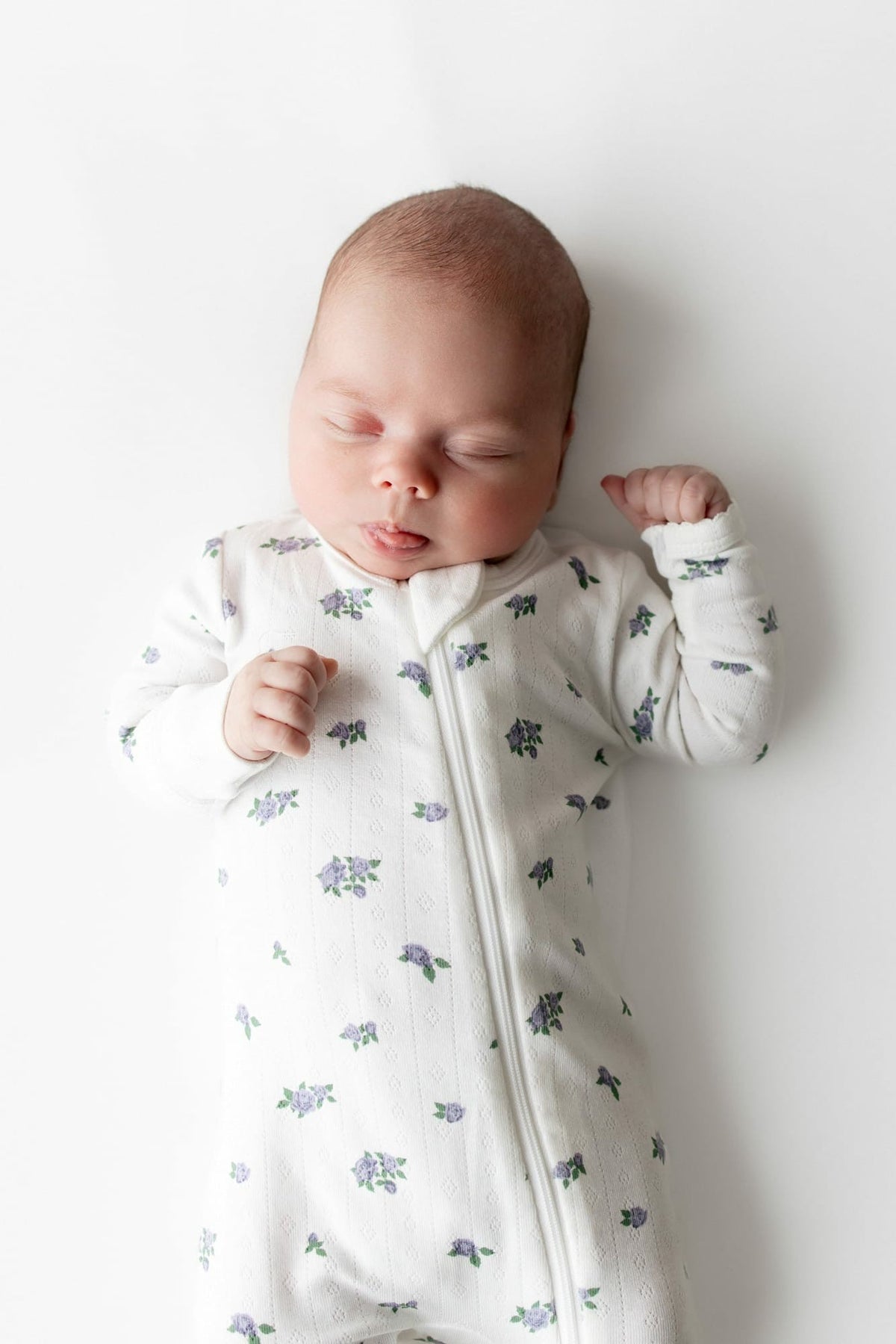 Pointelle Zippered Footie in Spray Rose | Kyte Baby