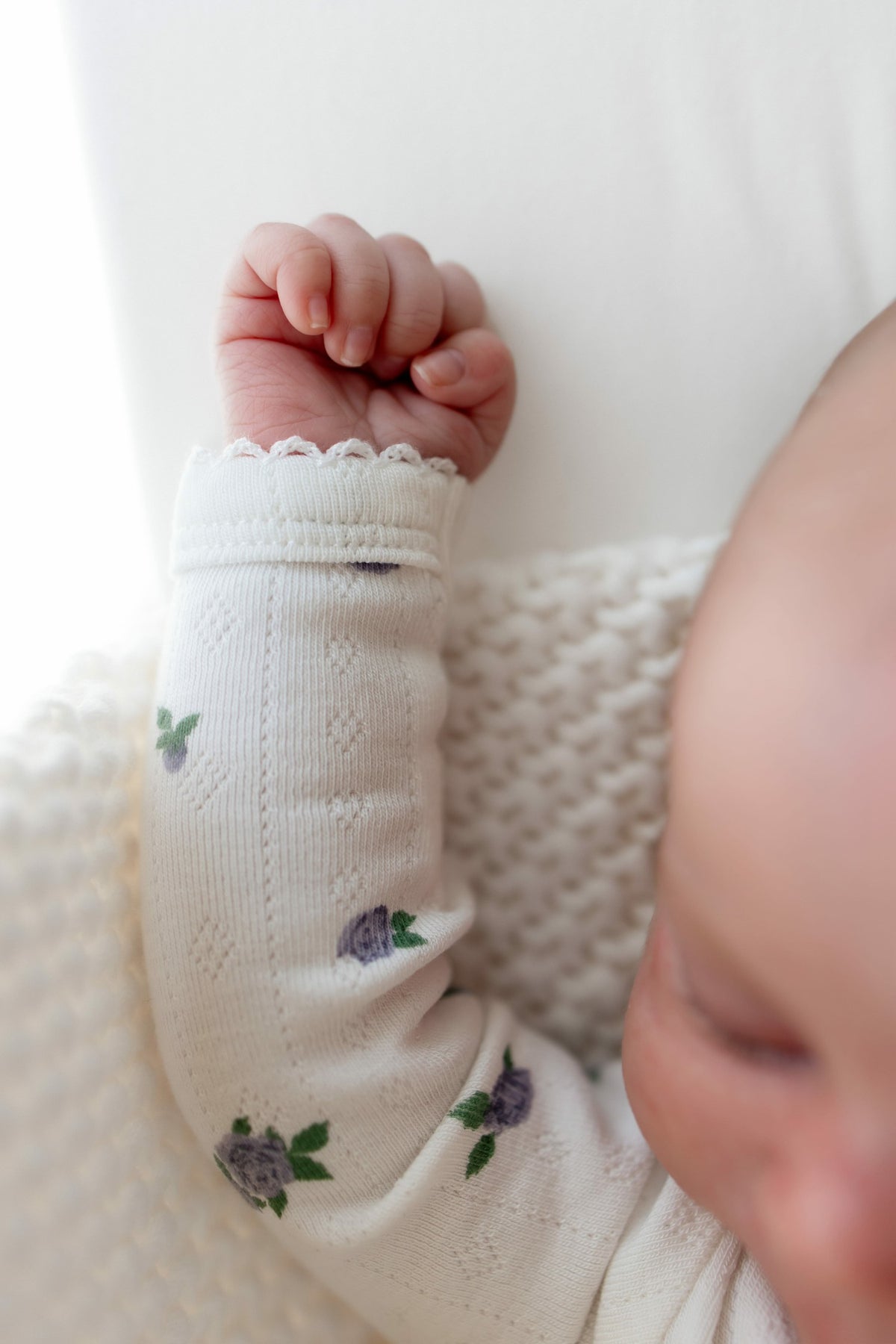 Pointelle Zippered Footie in Spray Rose | Kyte Baby