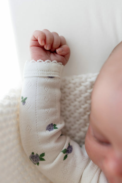 Pointelle Zippered Footie in Spray Rose | Kyte Baby