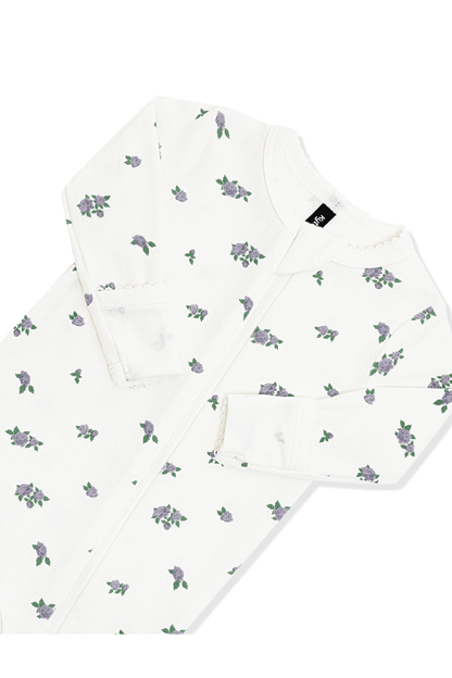Pointelle Zippered Footie in Spray Rose | Kyte Baby