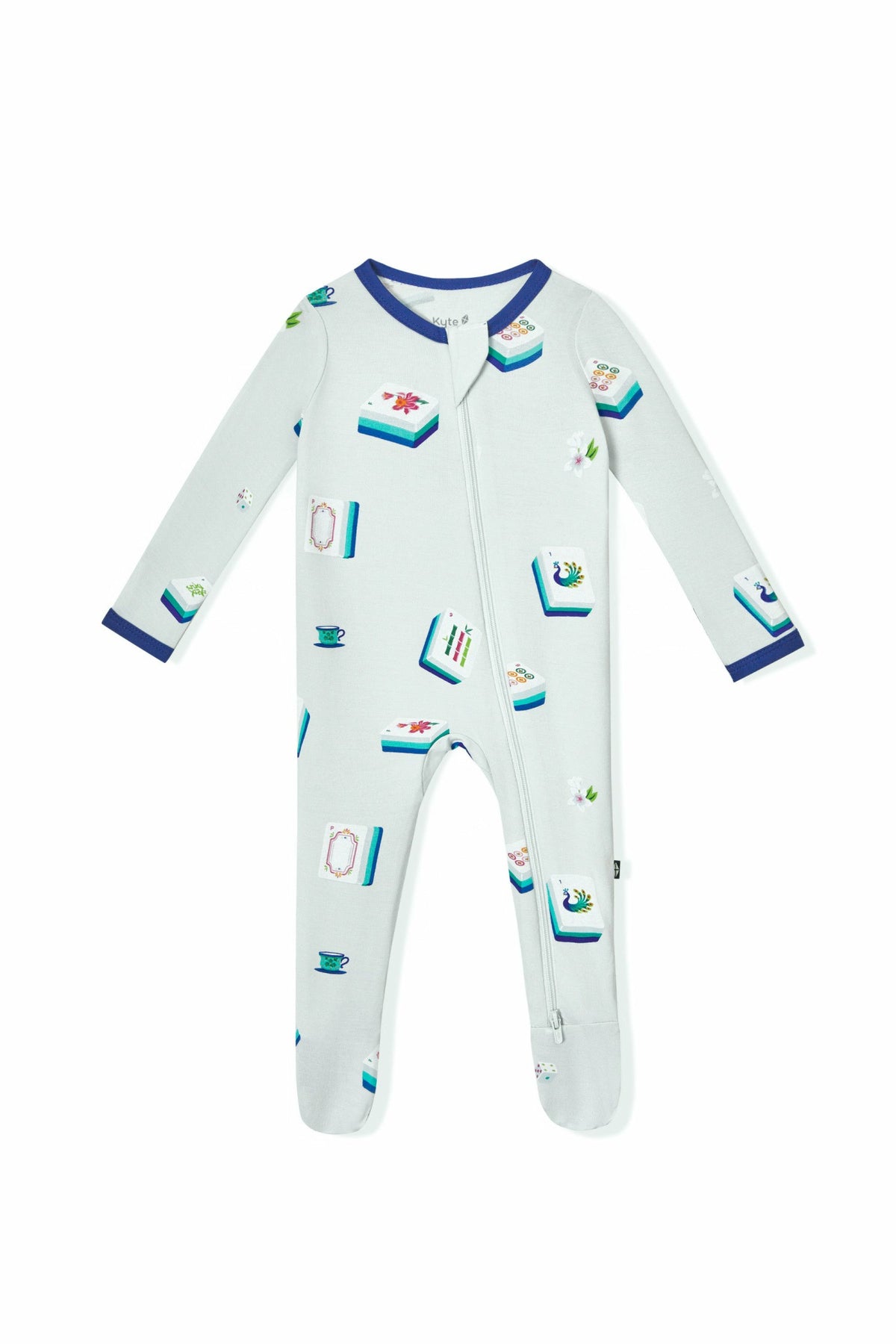Zippered Footie in Dew Mahjong | Kyte Baby