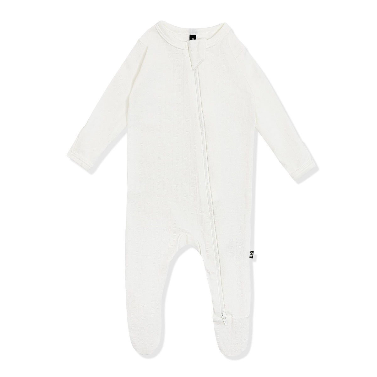 Pointelle Zippered Footie in Cloud | Kyte Baby