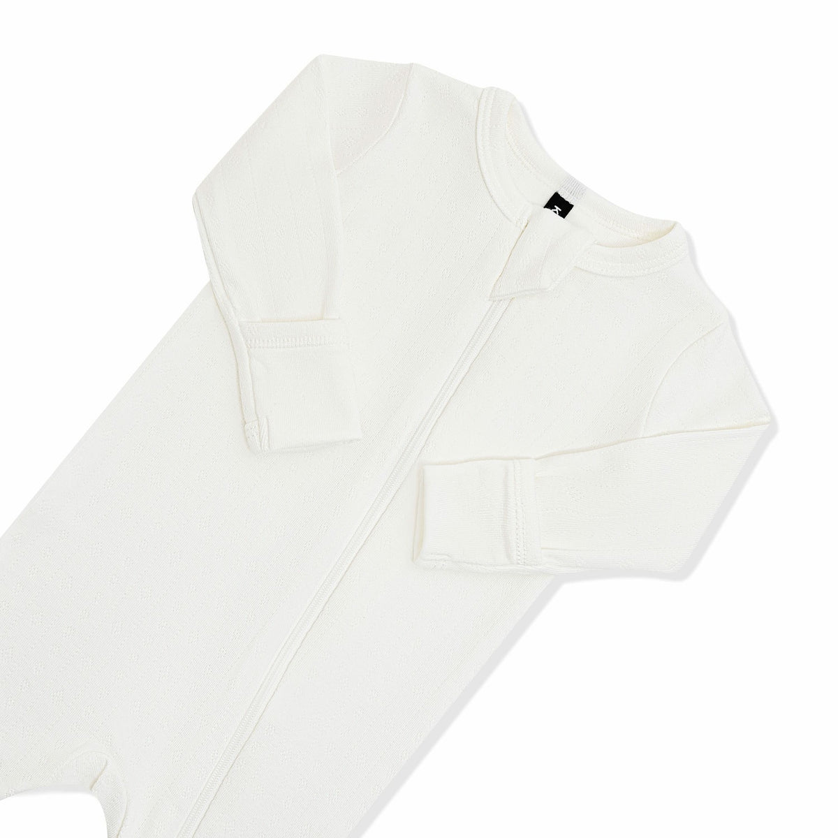 Pointelle Zippered Footie in Cloud | Kyte Baby