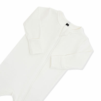 Pointelle Zippered Footie in Cloud | Kyte Baby