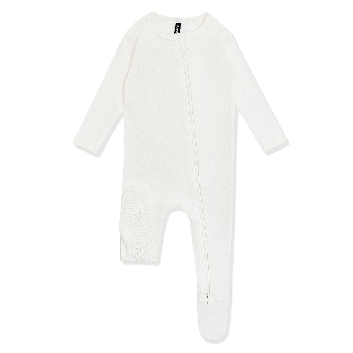 Pointelle Zippered Footie in Cloud | Kyte Baby
