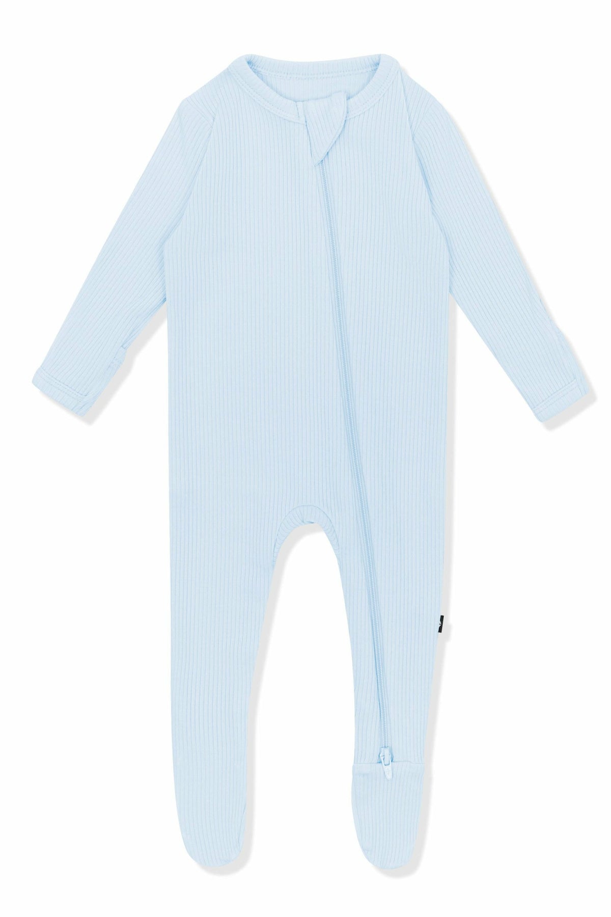 Ribbed Zipper Footie in Breeze | Kyte Baby