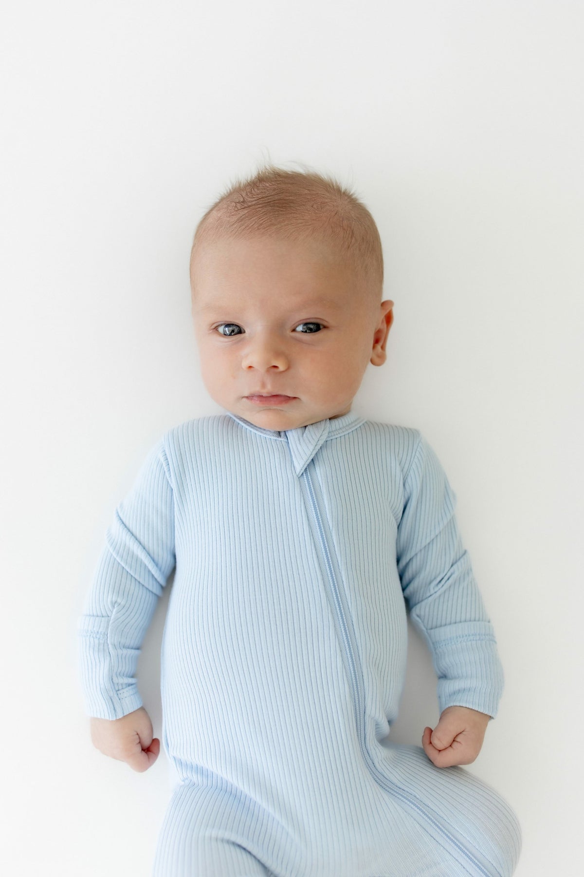 Ribbed Zipper Footie in Breeze | Kyte Baby