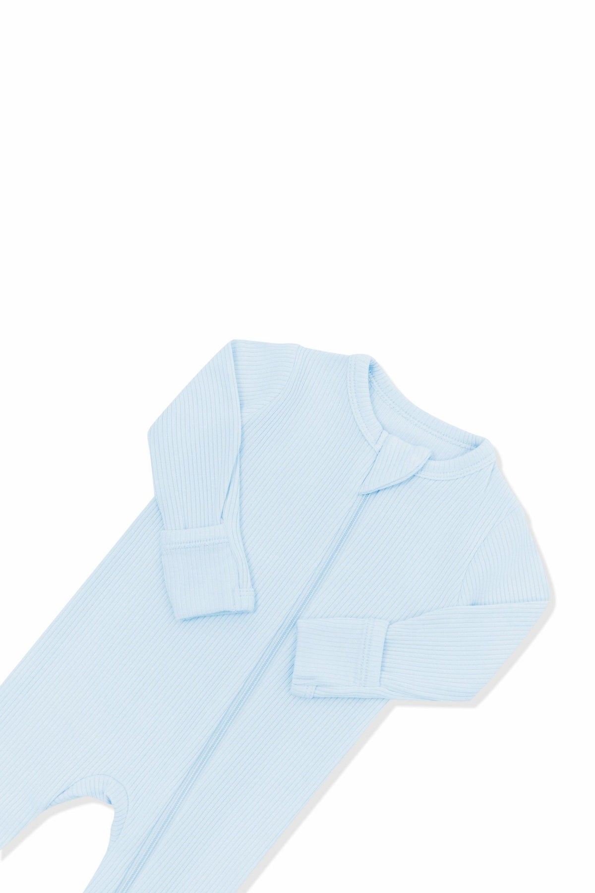 Ribbed Zipper Footie in Breeze | Kyte Baby