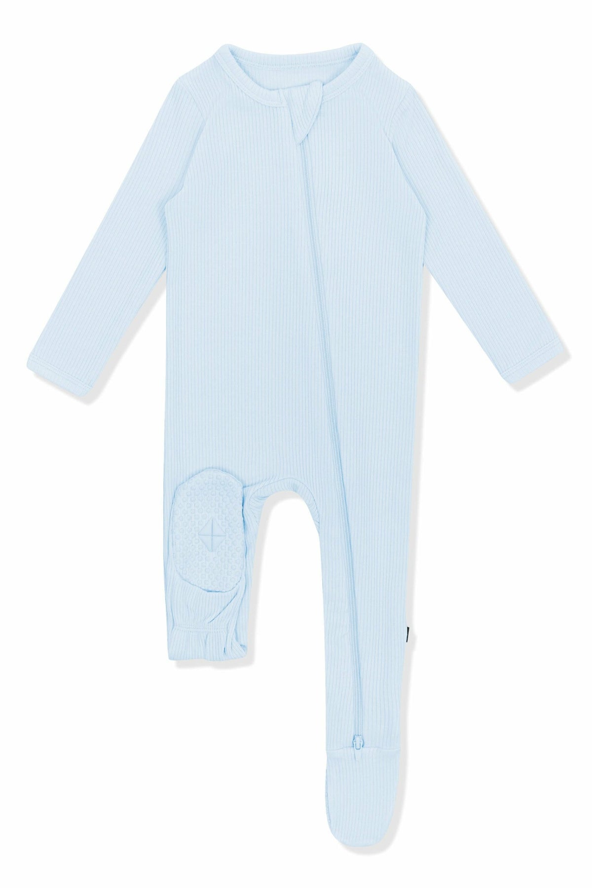 Ribbed Zipper Footie in Breeze | Kyte Baby