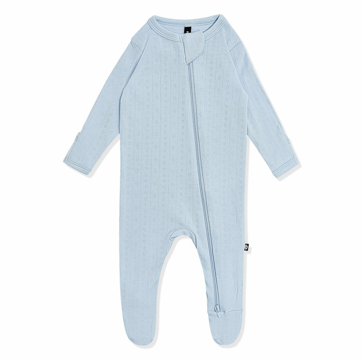 Pointelle Zippered Footie in Breeze | Kyte Baby