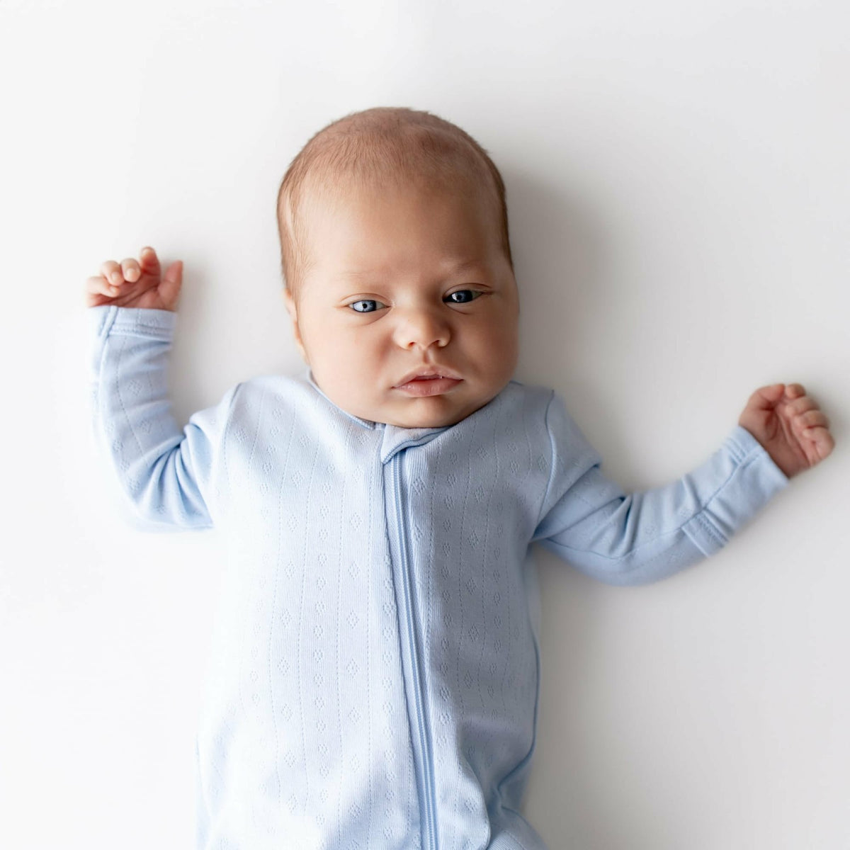 Pointelle Zippered Footie in Breeze | Kyte Baby