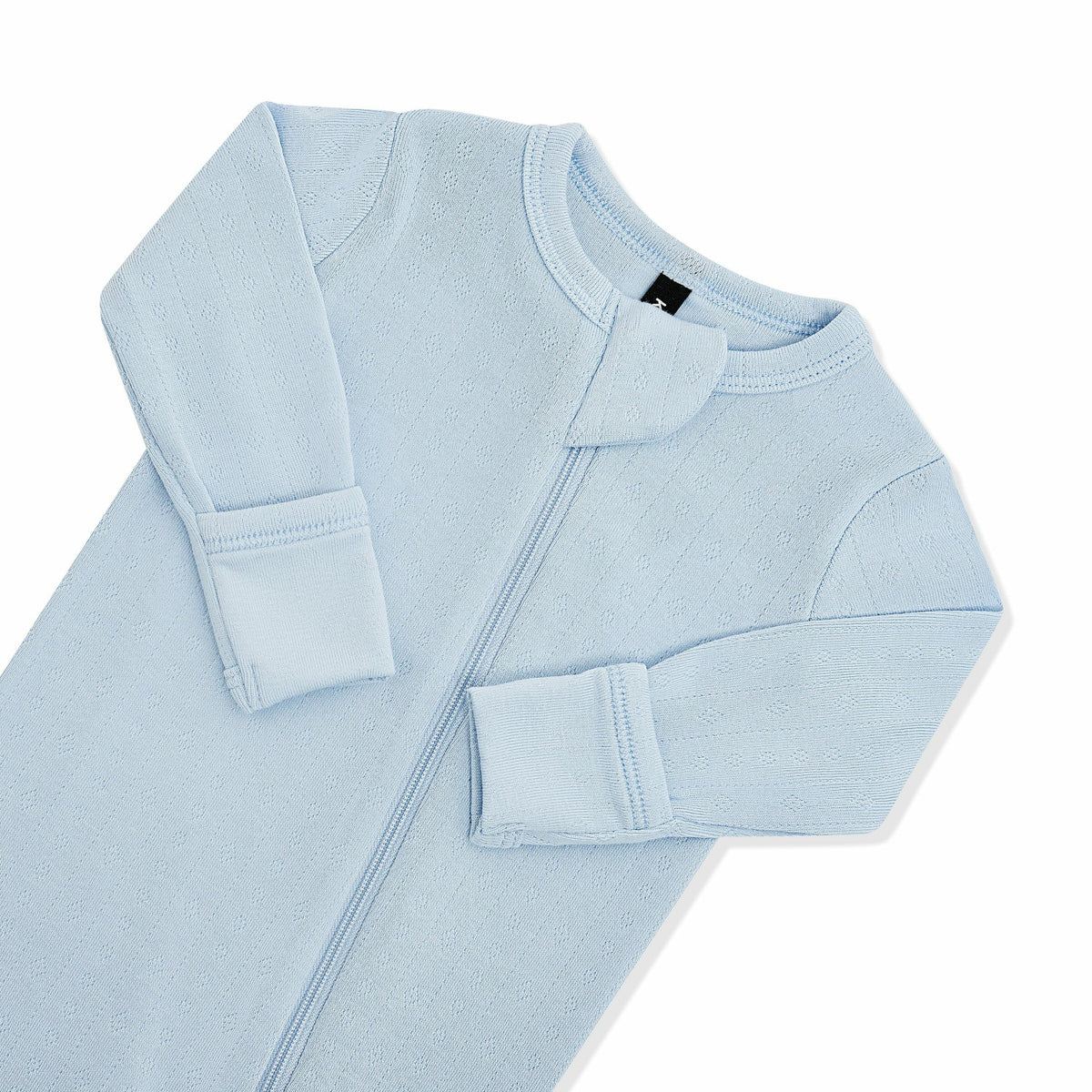 Pointelle Zippered Footie in Breeze | Kyte Baby