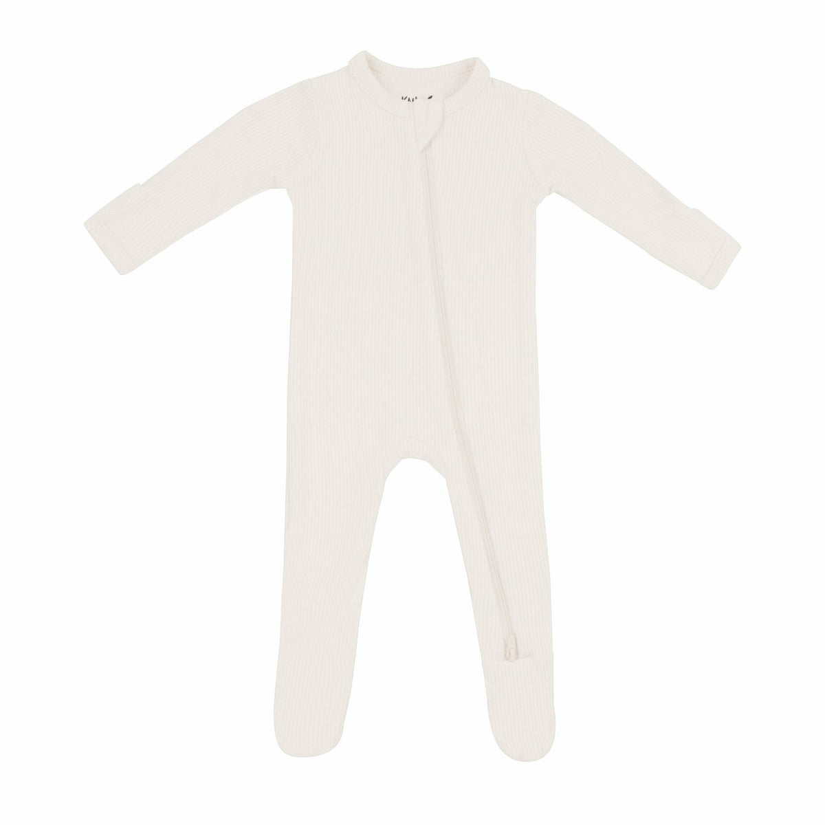 Ribbed Zipper Footie in Oat | Kyte Baby