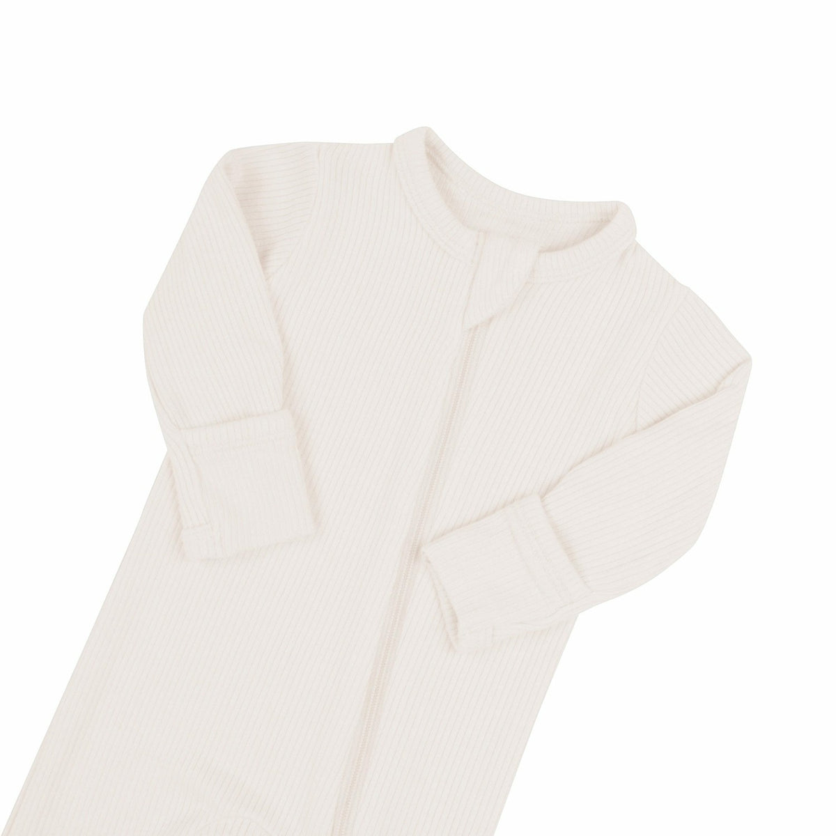 Ribbed Zipper Footie in Oat | Kyte Baby