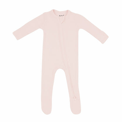 Ribbed Zipper Footie in Blush | Kyte Baby