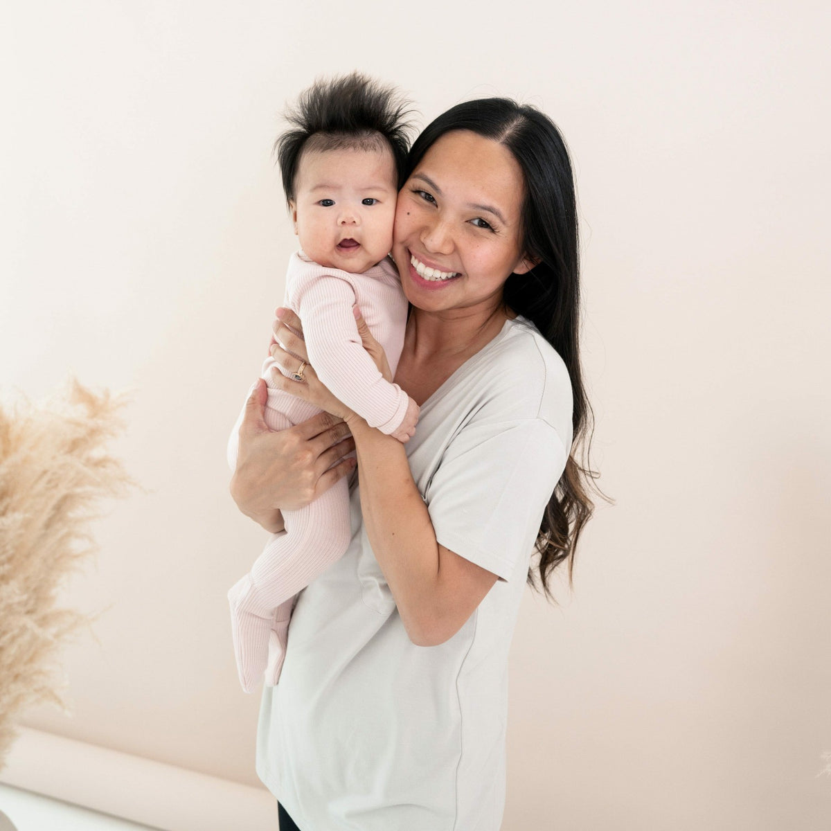 Ribbed Zipper Footie in Blush | Kyte Baby