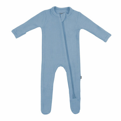 Ribbed Zipper Footie in Slate | Kyte Baby