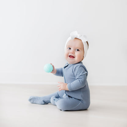 Ribbed Zipper Footie in Slate | Kyte Baby