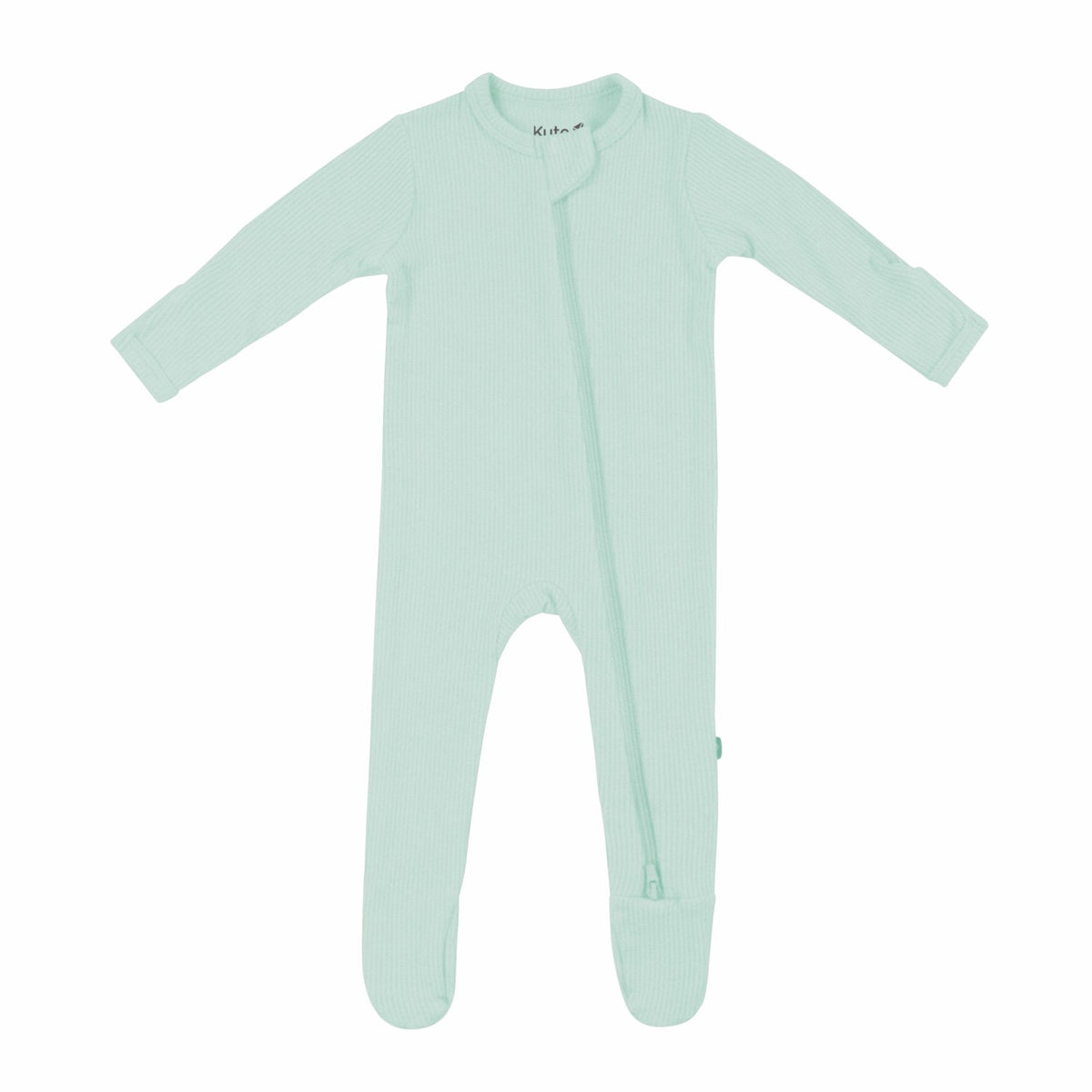 Ribbed Zipper Footie in Sage | Kyte Baby