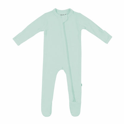Ribbed Zipper Footie in Sage | Kyte Baby