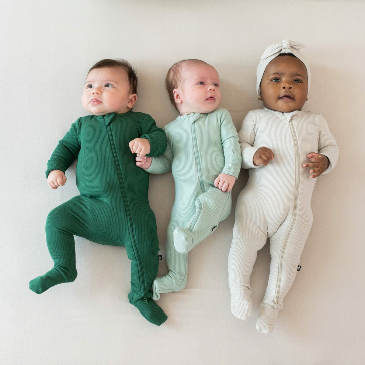 Ribbed Zipper Footie in Sage | Kyte Baby