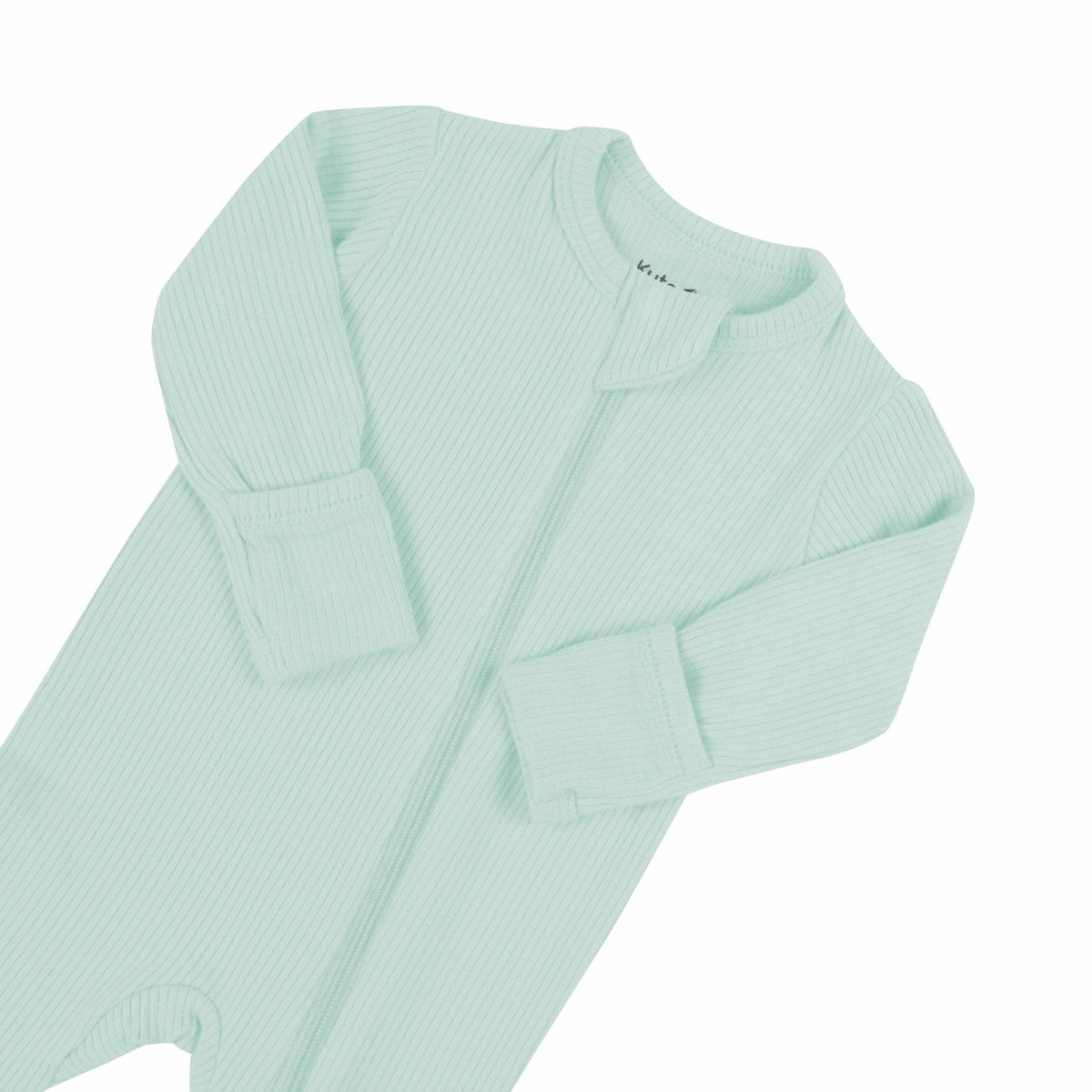 Ribbed Zipper Footie in Sage | Kyte Baby
