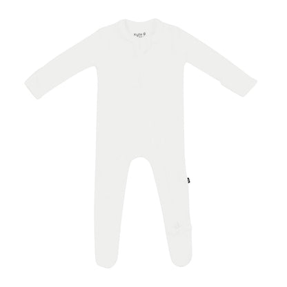 Ribbed Zipper Footie in Cloud | Kyte Baby