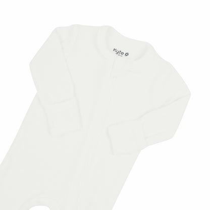 Ribbed Zipper Footie in Cloud | Kyte Baby
