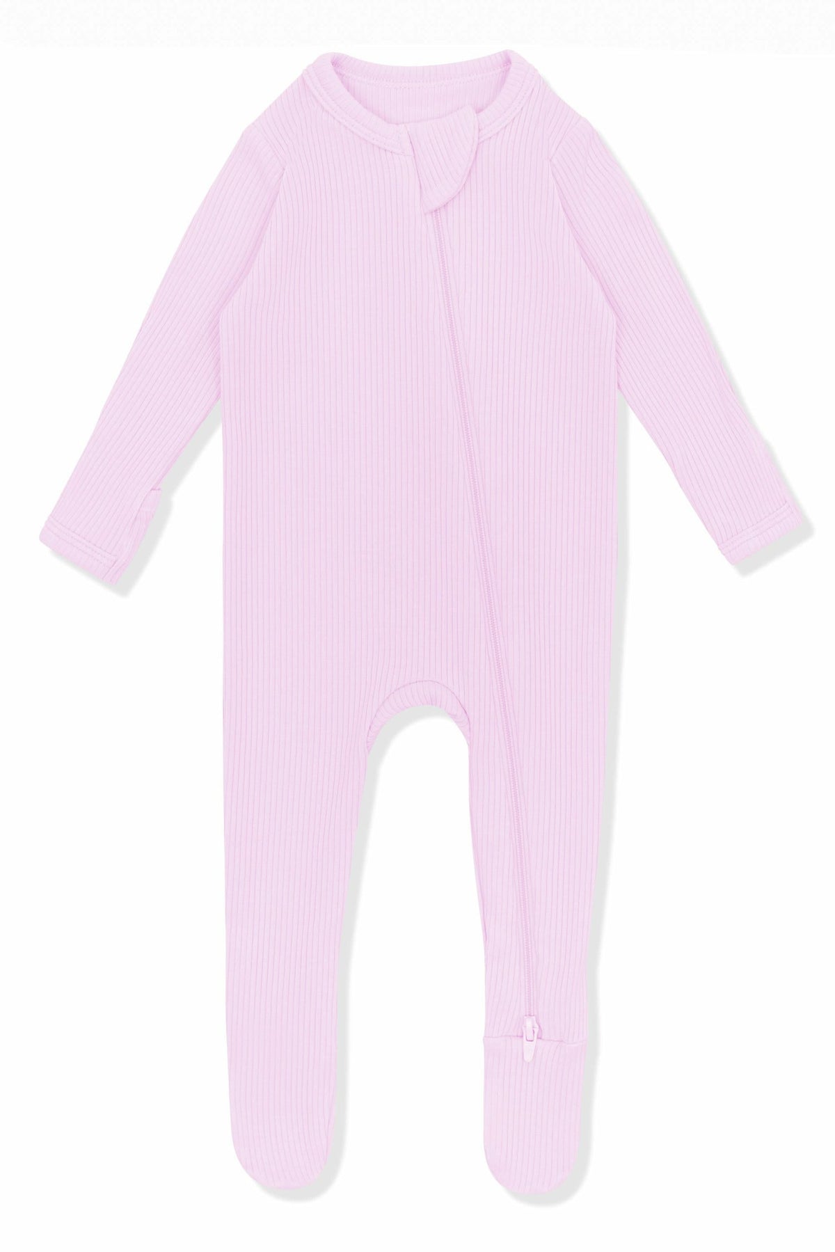 Ribbed Zipper Footie in Thistle | Kyte Baby