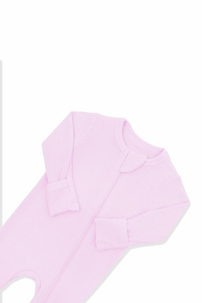 Ribbed Zipper Footie in Thistle | Kyte Baby