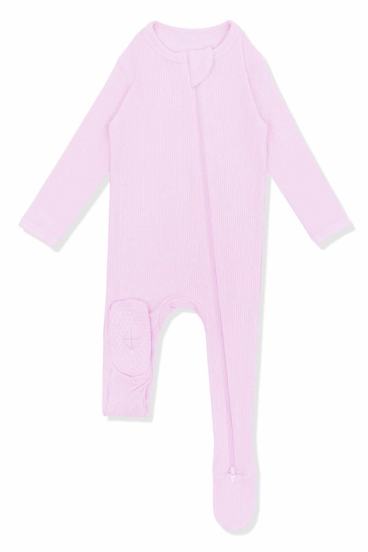 Ribbed Zipper Footie in Thistle | Kyte Baby