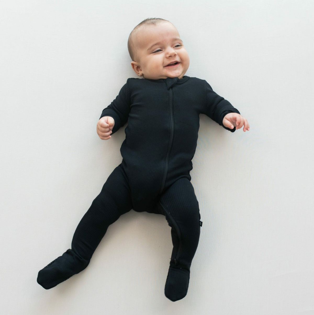 Ribbed Zipper Footie in Midnight | Kyte Baby