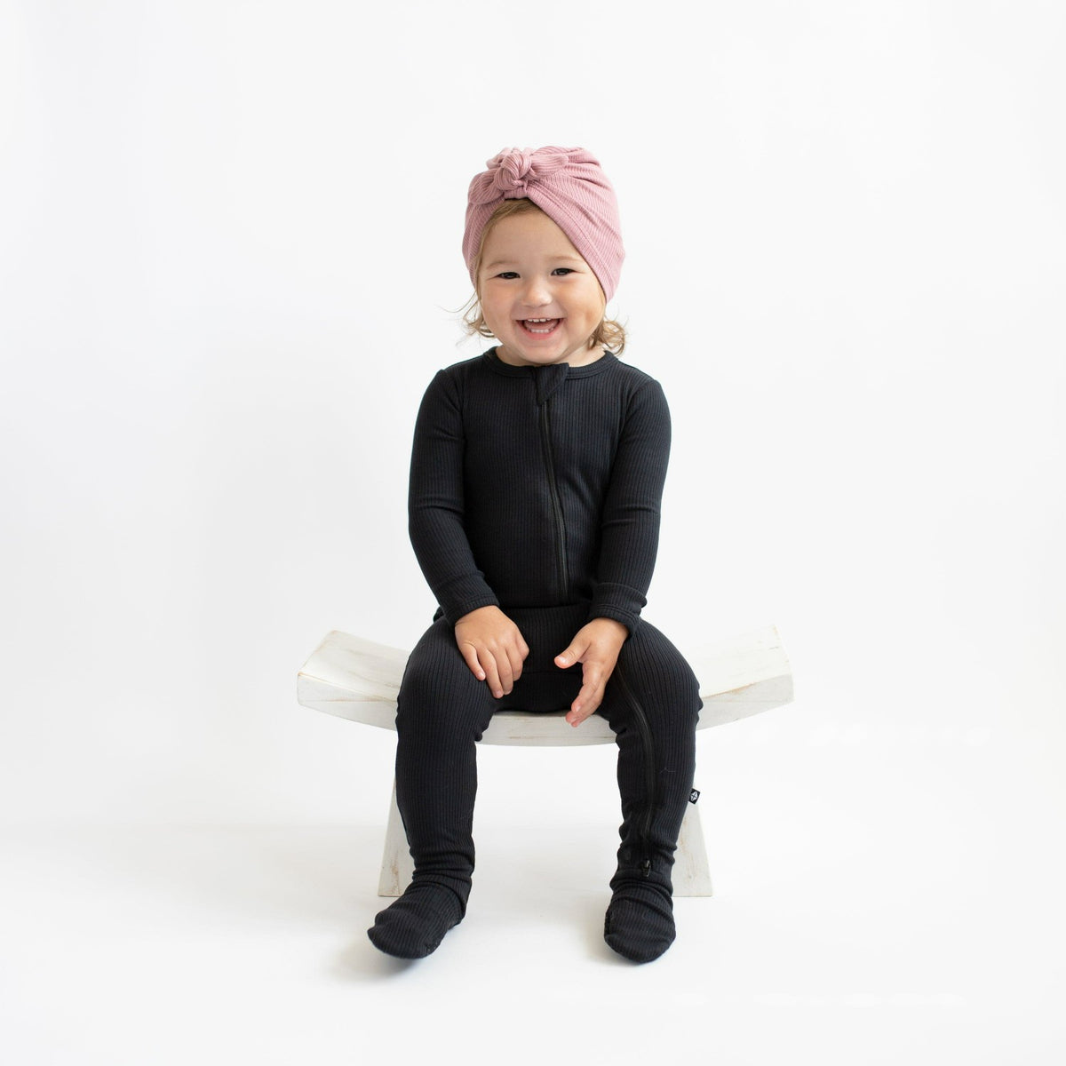 Ribbed Zipper Footie in Midnight | Kyte Baby