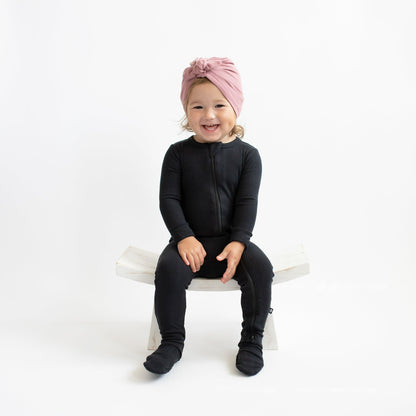 Ribbed Zipper Footie in Midnight | Kyte Baby